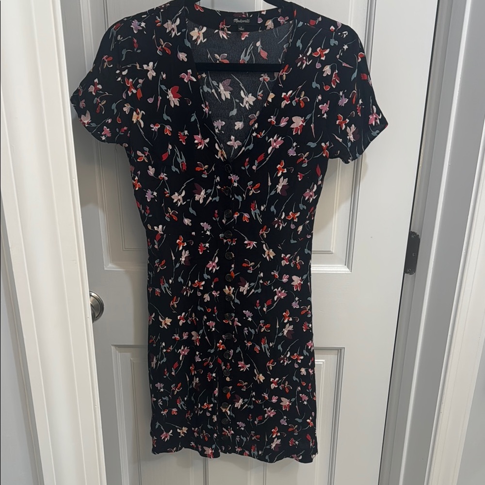Madewell Black Floral Mini Dress